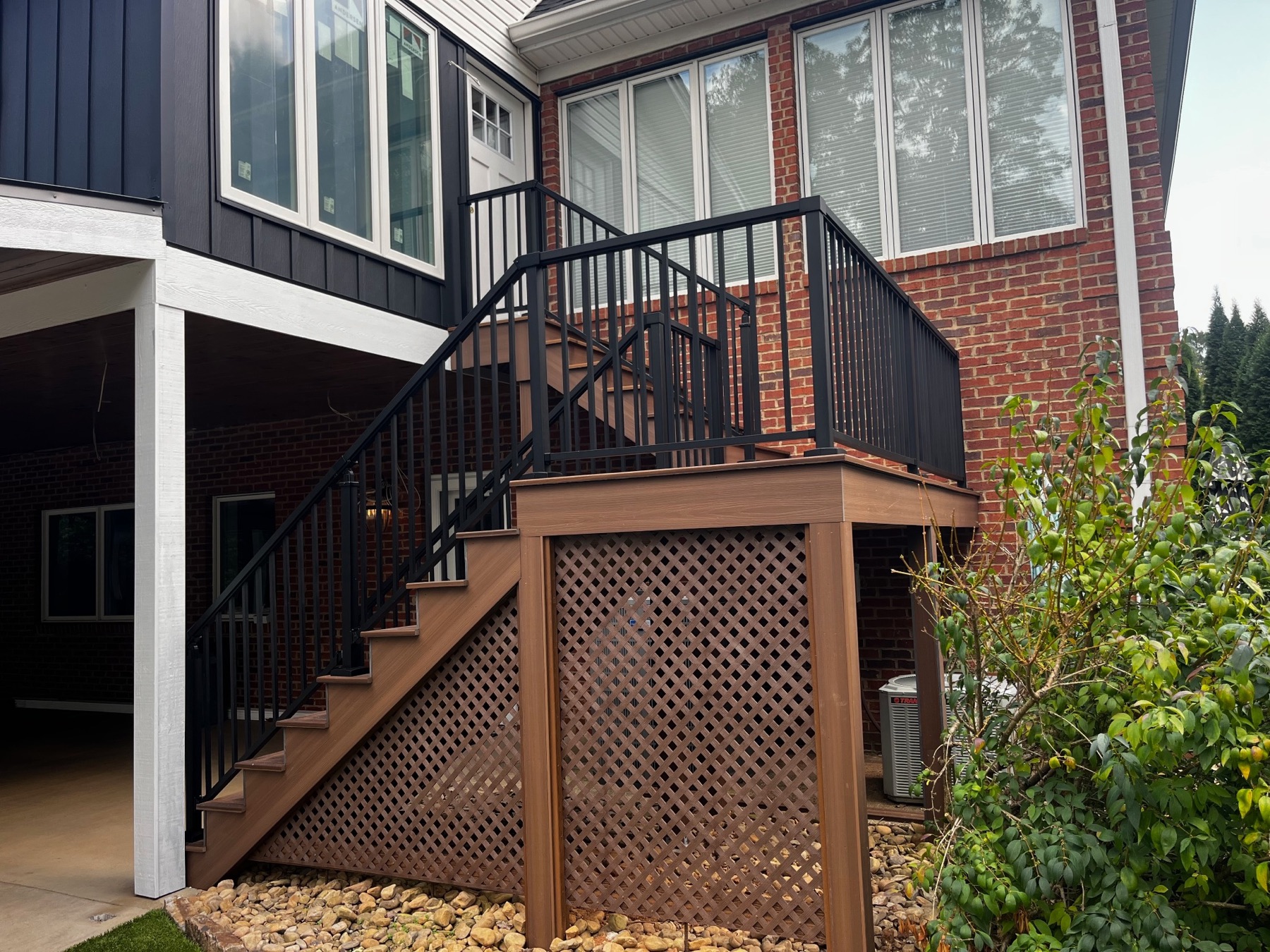 Newly constructed staircase to an added extension