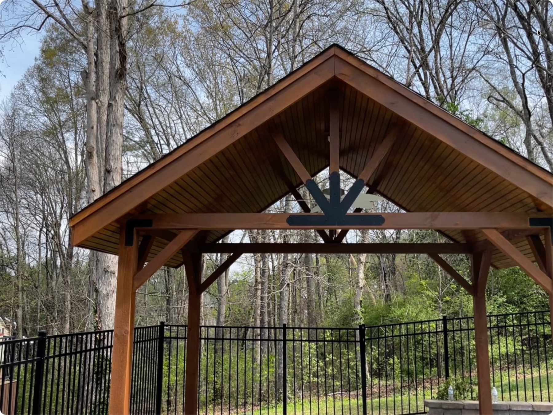 Custom-made gazebo on a pool deck